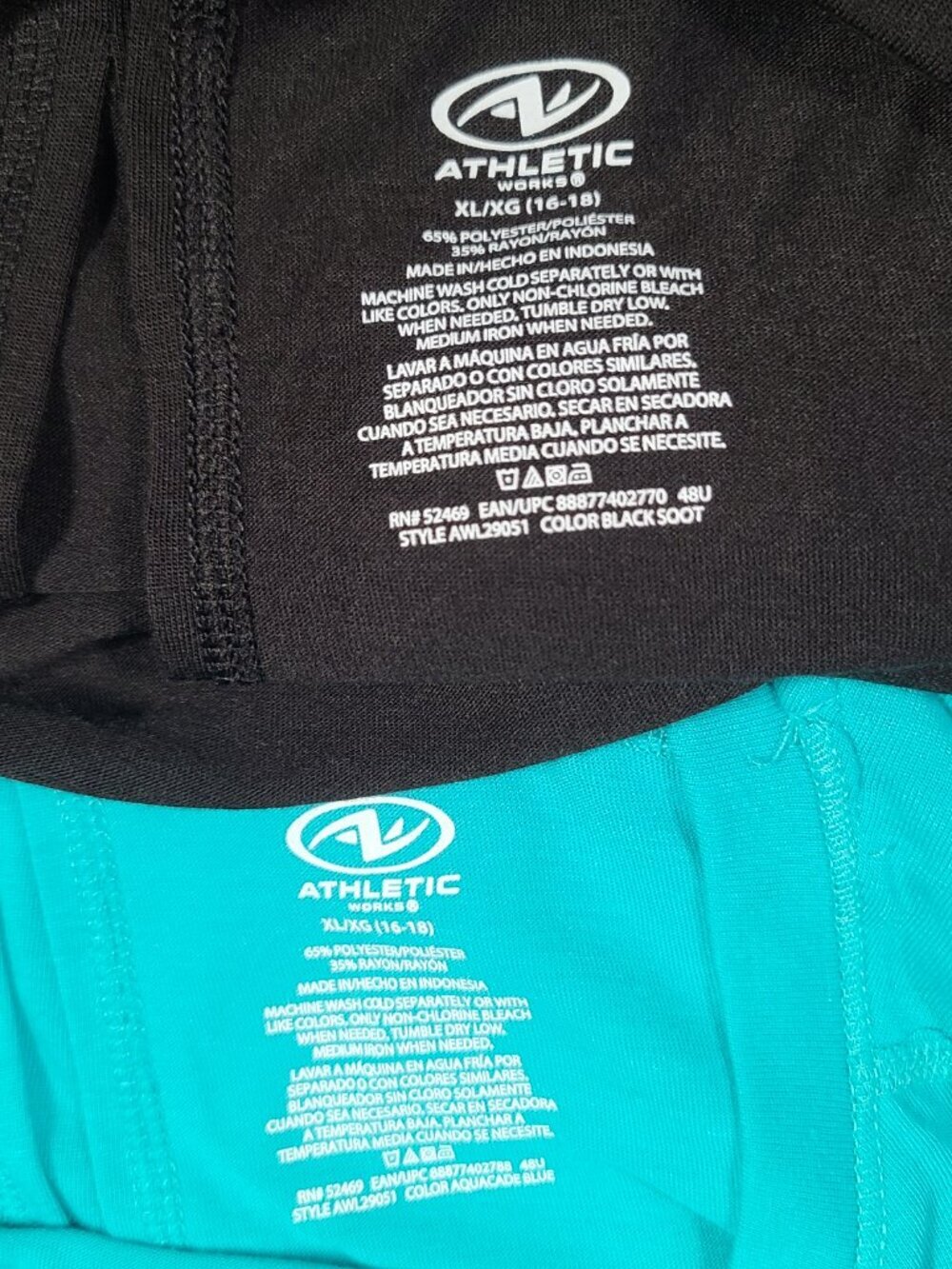 2 Athletic Works Tank Workout Tops Teal & Black XL - Picture 11 of 12